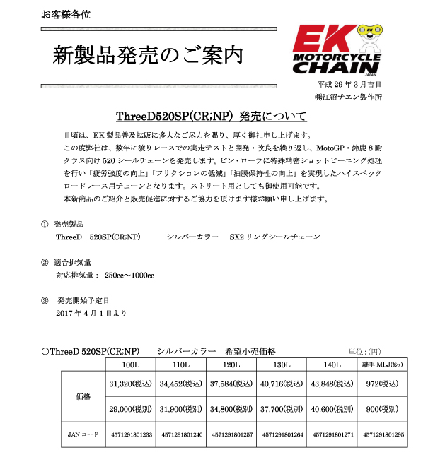 EK Drive Chain 新製品のご案内 | ニュース | 会社案内 | NTBブランド 